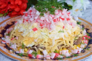 салат сыр  крабовые палочки